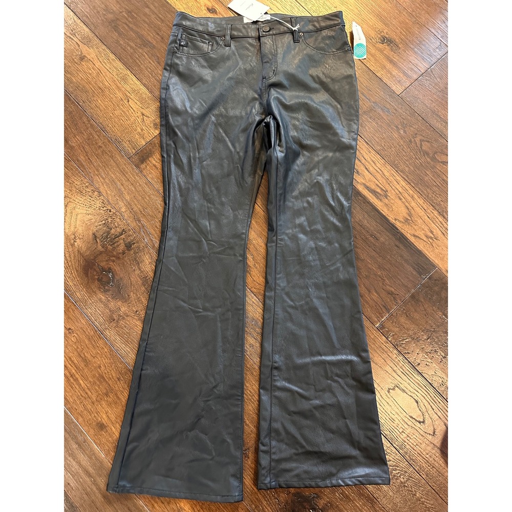 Kancan Los Angeles Faux Leather Flare Pants Black KC6102PBK Size 12/31 NWT
